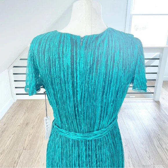 NWT 6 8 Nicole Miller teal green sparkly dress - Picture 6 of 7